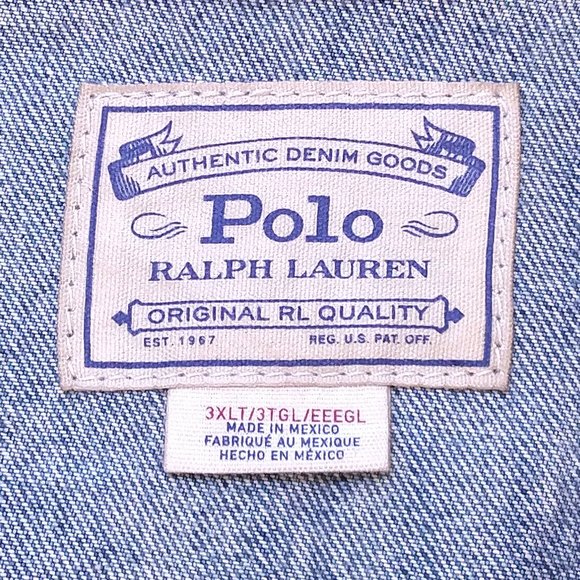 POLO RALPH LAUREN New 3XLT Denim Jean Jacket NWT TAGS XXXL BIG & TALL RL TIGERS - Picture 4 of 16